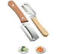 Ensemble de couteaux et couverts Elite Gourmet, lot de 2 éplucheurs multifonctions pour la cuisine, éplucheur 3-en-1 multifonctionnel, pour un usage quotidien à la maison ou en camping