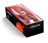 Ensemble De Couteaux Et Fourchettes Arcos 377700 Monobloc D'une Pièce D'acier Inoxydable, Lame De 11 Cm Et Mango Bois Comprimé Dans Un Coffret Cadeau.