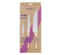 Ensemble de couteaux PARALLÈLE, set de 3 pc, naturel, bois de hêtre, Opinel