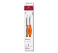 Ensemble de couteaux SWISS CLASSIC 8 cm, lame droite, pointue, set de 2 pc, orange, plastique, Victorinox