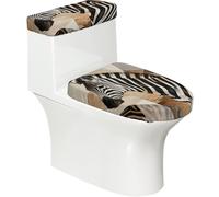 Ensemble de couvercle de toilette extensible à rayures zébrées et housse de réservoir - Décoration de salle de bain élastique douce pour salle de bain en forme de