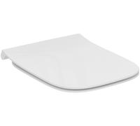 Ensemble de couvercles de cuvette de toilette avec système de fermeture douce, design étroit, couleur blanc alpin, matériau Duroplast