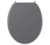 Ensemble de couvercles de toilettes ovales, dimensions 43,5 x 36,5 cm, en bois/acier inoxydable, couleur anthracite/gris clair