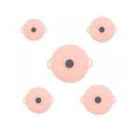 Ensemble de couvercles en silicone | Joint d'aspiration réutilisable et résistant à la chaleur for bols, tasses et pots.(5 PACK SET-Pink)