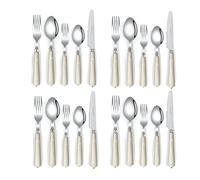 Ensemble de Couverts, 20 pièces, argenterie de Cuisine en Acier Inoxydable, Lustre nacré, Couverts, Couteau à Steak, Fourchette, cuillère à café (Beige)