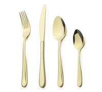 Ensemble de couverts Alata Grand de 24 pièces en acier inoxydable doré champagne - Ensemble de couverts avec cuillère, couteau et fourchette, vaisselle pour 6 personnes, passe au lave-vaisselle, poli