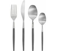 Ensemble de couverts Blomus Maxime, 16 pièces, comprenant : couverts, cuillères, fourchettes, couteaux, en acier inoxydable mat, avec éléments en plastique "Sharkskin". Référence : 64122