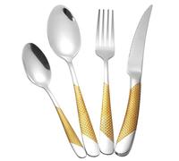 Ensemble de couverts doré argenté 24 pièces, argenterie martelée en acier inoxydable 18/10, couverts pour 6 personnes, ensemble de couteaux, fourchettes et cuillères