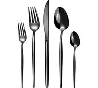 Ensemble de couverts Ibenzoa® comprenant 60 pièces pour 12 personnes – en acier inoxydable noir, comprenant 10 couteaux, 10 fourchettes, 10 cuillères à soupe, 10 fourchettes à dessert et 10 cuillères 