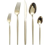 Ensemble de couverts Ibenzoa® de 30 pièces en acier inoxydable : 6 couteaux de table, 6 fourchettes, 6 cuillères de table, 6 fourchettes à dessert, lavable au lave-vaisselle, finition miroir, idéal po