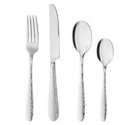 Ensemble de couverts Unyqoos® en acier inoxydable, comprenant 24 pièces pour 6 personnes : couteaux, fourchettes, cuillères et cuillères à café, design intemporel avec un détail décoratif