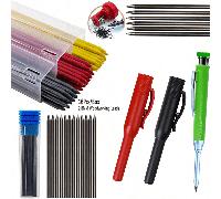 Ensemble de crayons mécaniques à trou profond de 2,8 mm - Pour le travail du bois, mine rechargeable avec capuchon de protection, taille-crayon intégré, convient pour le marquage du travail du bois et