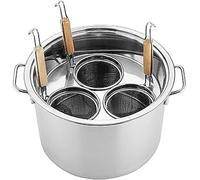 Ensemble De Cuiseur À Pâtes Professionnel Avec Séparateur Et Passoire, Marmites Polyvalentes En Acier Inoxydable De Qualité Alimentaire For La Cuisine À Domicile Et Au Restaurant, 3/4/5 Trous(3 Hole)