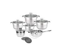Ensemble de Cuisine 4 Marmites/1 Sauteuse/1 Casserole et 2 Supports de Marmite Argent