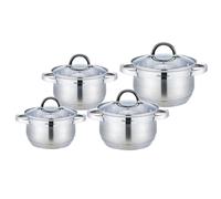 Cheffinger Ensemble de Cuisine 8 pcs 4 Marmites avec Couvercles Tous Feux Induction Argent