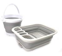 Ensemble de cuisine d'extérieur, 2 pièces, comprenant un seau pliable en plastique pour l'eau de pluie, d'une capacité de 5 litres.