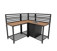 Ensemble de Cuisine Extérieure 3 Pièces en Aluminium & Bois Évier Unité d’Angle