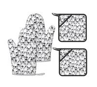 Ensemble de cuisine imprimé avec gants résistants à la chaleur et coussinets antidérapants pour pâtisserie et grillades Motif pingouins mignons