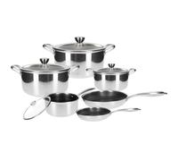 Ensemble de Cuisine Inox Premium 10pièces Revêtement Intérieur en Nid d'Abeille Cheffinger Argent Argent G