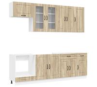Ensemble de cuisine KALMAR, 8 pièces, en bois d'ingénierie imitation chêne Sonoma