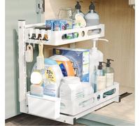 Ensemble de cuisine sous plan, armoire de cuisine à double porte, kitchenette, rangement empilé sous l'évier, tiroir coulissant pour la cuisine et la salle de bains, réglage en hauteur, blanc.