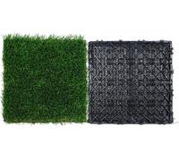 Ensemble de dalles de gazon artificiel emboîtables, lot de 18 dalles 305 x 305 mm, tapis de sol synthétique en gazon artificiel à drainage automatique, idéal pour une utilisation polyvalente à l'intér