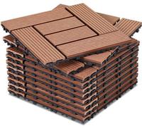 Ensemble de dalles de terrasse de 9 m², ensemble stable en WPC pour balcon et jardin, couleur marron, dimensions 30x30 cm