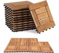 Ensemble de dalles de terrasse en bois d'acacia, surface de 1 m², dimensions 30x30 cm, idéal pour les terrasses et les balcons