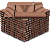 Ensemble de dalles de terrasse en WPC, composé de 55 dalles de 30x30 cm, avec système de fixation à clic