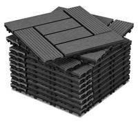 Ensemble de dalles de terrasse en WPC de 5 m², plaques en WPC robustes pour balcon et jardin, finition gris rugueux, dimensions 30x30 cm