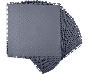 Ensemble de dalles pour sol de garage, 16 pièces, 513 x 513 x 5 mm, design PVC modulaire, antidérapant, idéal pour atelier, entrepôt, pièce de rangement, couleur gris