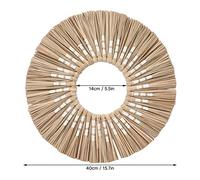 Ensemble de décor de panier mural Boho, plat tissé panier Tenture murale Decor, Boho mural miroir, rond miroir jonc de mer en osier Wall Decor pour ferme, salle de séjour (Couleur d'origine et blanc)