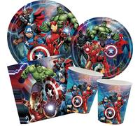 Ensemble de décoration d'anniversaire Happy Avengers, thème super-héros Marvel, gobelets, assiettes, ballons, bannière, sacs cadeaux, fournitures de fête pour enfants Number Balloon 8