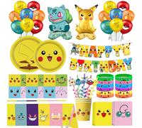 Ensemble de décoration d'anniversaire Pokemon, ballon Pikachu, nappe, plaque, bannière, décor d'arrière-plan pour garçons, fournitures de fête d'anniversaire pour enfants, nouvelle collection Banner 2