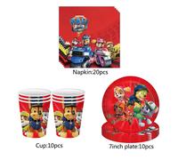 Ensemble de décoration de fête d'anniversaire de dessin animé Paw Patrol, fournitures de fête d'anniversaire pour enfants, ballons pour chien, tasse, assiette, nappe, jouets, réception-cadeau pour Set