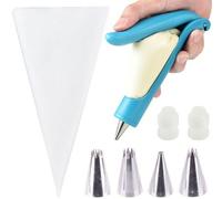 Ensemble de décoration de gâteaux Unyqoos® comprenant 17 pièces : 10 poches à douille jetables, 4 douilles en acier inoxydable et un embout de décoration, fabriqués en ABS de qualité alimentaire – idé