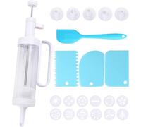 Ensemble de décoration de gâteaux Unyqoos® de 23 pièces : presse à biscuits et poche à douille avec 6 embouts, 12 pochoirs, spatule et racloir pour gâteaux, cupcakes et biscuits