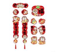 Ensemble de décoration de porte magnétique pour fête du printemps 2026 - Année du cheval - Papier rouge avec motifs chinois porte-bonheur pour la maison et le bureau (G)