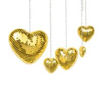 Ensemble de décoration murale réfléchissante en forme de cœur, accent disco en métal, 5 pièces d ' affichage en chaîne pour coin de fenêtre, toile de d ' anniversaire, boule à miroir suspendue, de en