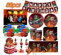Ensemble de décoration pour fête d'anniversaire Ninjato : gobelets, assiettes, bannière, porte-clés, ballons pour garçons, enfants, anniversaire, baby shower, accessoires de photomaton 6pcs candy box