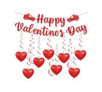 Ensemble de décorations de fête avec bannières et spirales, A | Spirales en forme de cœur pour décoration murale, photomaton, mariage ; ensemble de décoration portable de Saint-Valentin