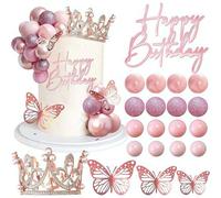 Ensemble de décorations de gâteau en forme de boule avec décoration de papillon, couronne et mousse pour anniversaire, mariage, fête prénatale, dessert (style A)