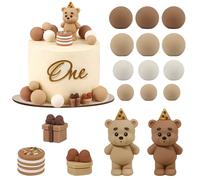Ensemble de décorations de gâteau en forme d'ours mignon, avec mini boîte cadeau à ballons, pour la fête du 1er anniversaire de bébé, fournitures de décoration de gâteau, 1 pièce BLANC