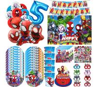 Ensemble de décorations pour fête d'anniversaire Spidey et ses amis, comprenant gobelets, assiettes, ballons, bannière, toile de fond, sacs cadeaux et fournitures pour garçons 6Pcs Candy Boxs