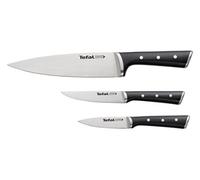 Tefal Couteaux Ice Force K2323S - Kit de 3: Éplucheur 9 cm, Chef 20 cm, Universel 11 cm, Inox, Noir