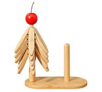 Ensemble de dessous de plat en bois naturel avec trépied esthétique, ensemble de dessous de plat pliable en forme d'arbre | Support et mouchoir pour assiettes, bols, boissons, théières, table de salle