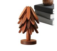 Ensemble De Dessous De Plat en Bois pour Arbre De Noël - Support De Pot Pli | Protecteur De Table Créatif En Forme D'arbre, Base De Dessous De Verre À Trépied Stable, Décor De Cuisine Résistant Aux Rayur