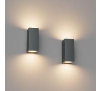Ensemble de deux appliques murales extérieures carrées, couleur anthracite, indice de protection IP65, culot GU10