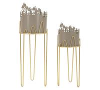 Ensemble de deux cache-pots Flower en métal satiné à motifs ajourés