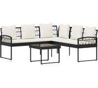 Ensemble de deux canapés de jardin vidaXL, noir et crème, en polyrotin, avec structure en acier